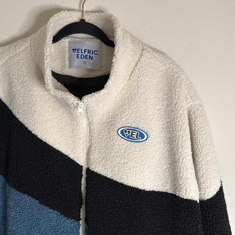 Aelfric Eden Three Color Patchwork Sherpa Coat Si… - image 3